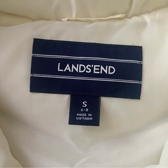 LANDS' END | Cream Down Puffer Full Zip Up Vest Size Small ( 6-8) - Picture 10 of 12